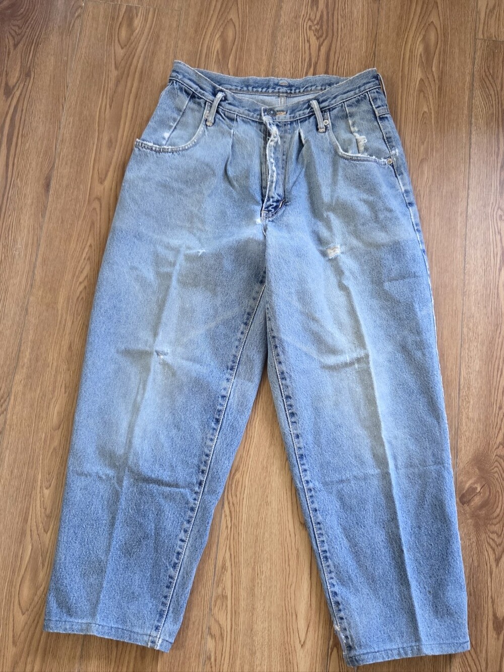 Vintage 90s Edwin French Baggy Jeans | Light Wash High Waisted | 28" x 24" distr
